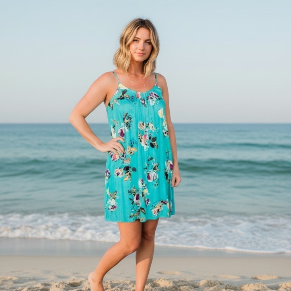 Staccato Turquoise Floral Lined Summer Dress